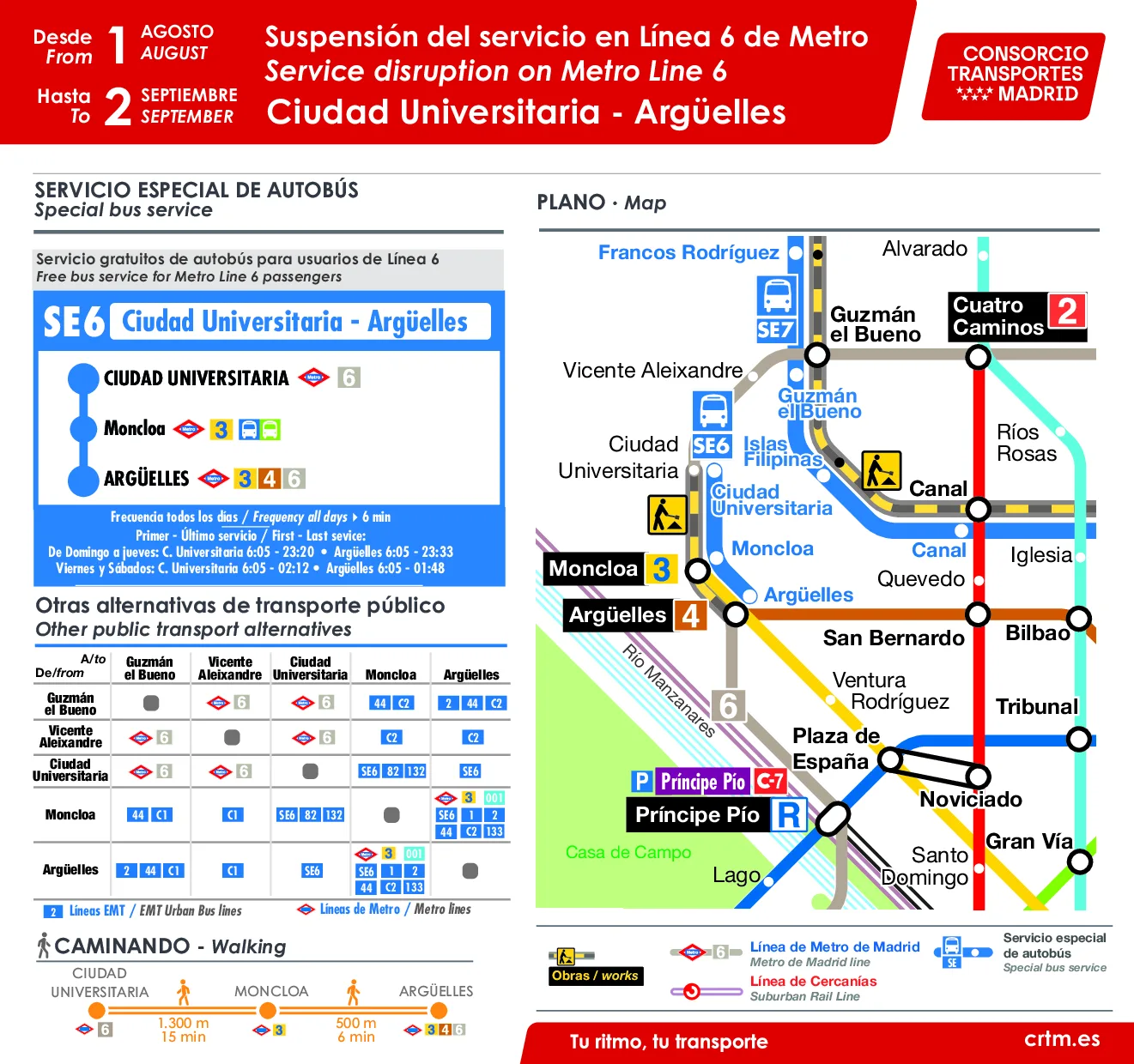 SE6 Ciudad Universitaria – Argüelles