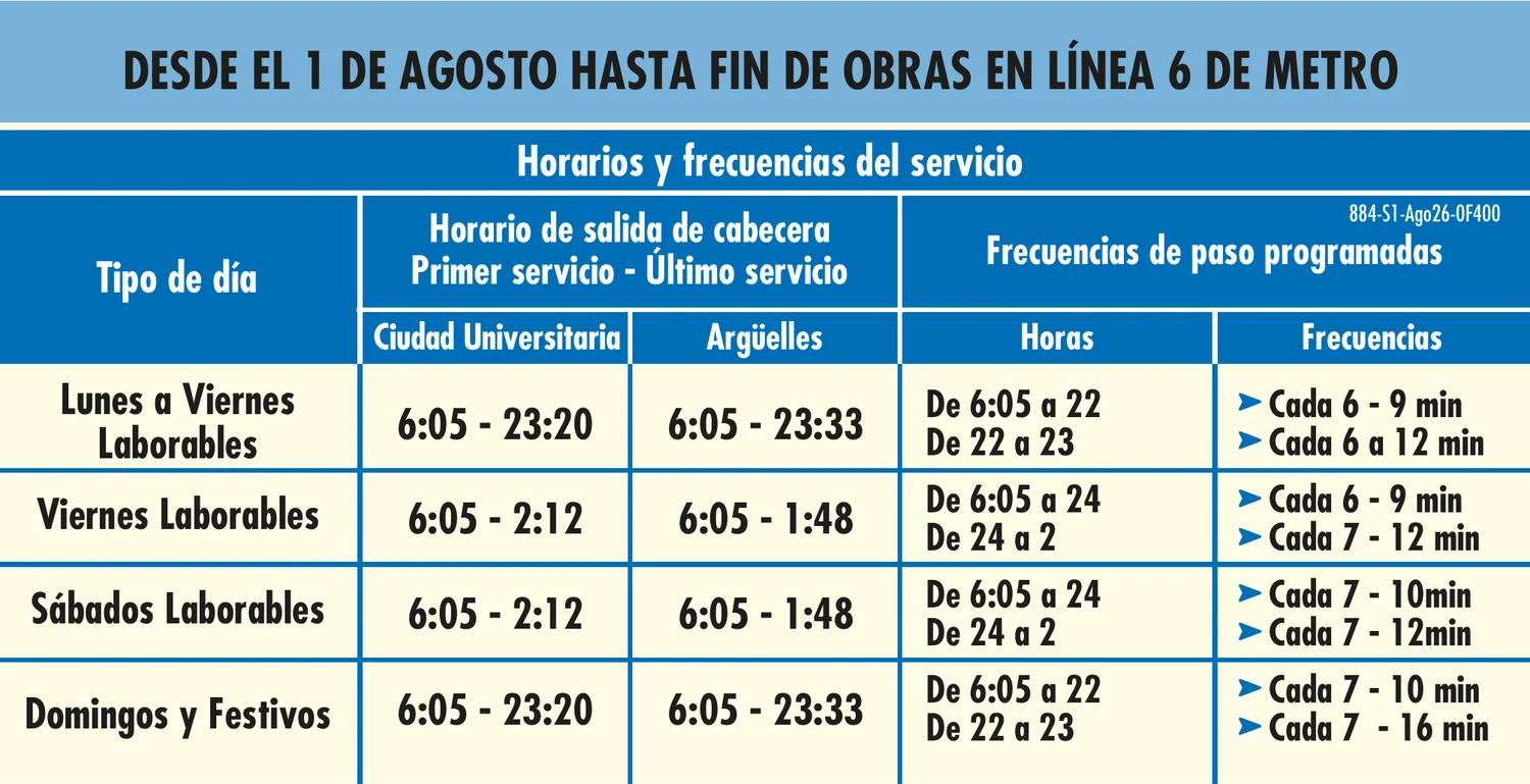 Horarios y frecuencias del SE6